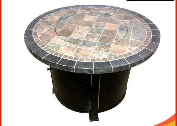 Gas Fire Pit Table Marble Top Round Outdoor