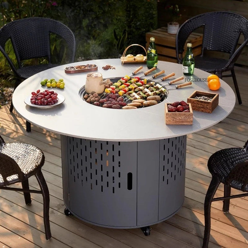 Outdoor Patio Heater & Round Barbecue Stove